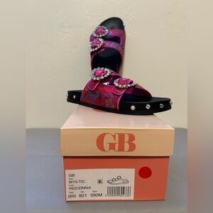 Gianni Bini Mys-Tic Paisley Jacquard Birkenstock style Sandals pink/red 9 NWB